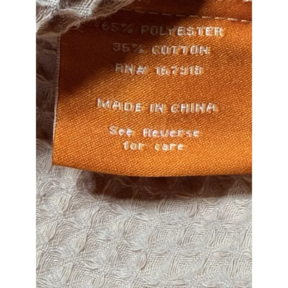 Negative Space Waffle Knit Button Down Camp Shirt Tan Peach Resort Men's Sz Sm